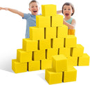 Foam Pit Cubes, 24 PCS 5 Inches Gymnastics Foam Blocks Trampoline Blocks, Multi-Sport Protective Padding for Freerunning, Trampoline, Parkour, Skate Parks & BMX -Yellow by TinyTreasures Baby Boutique