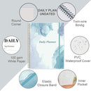 Daily Planner Undated - 8.5" x 11" To Do List Notebook Hourly Schedules, 150 Sheets/300 Pages Spiral Appointment Planner for Women and Men ,PVC Hardcover, Inner Pocket, Elastic Closure, Blue by TinyTreasures Baby Boutique