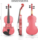 1/2 Beginner Violin Set,Complete Violin Kit with Case, Bow, Rosin, Pink by TinyTreasures Baby Boutique