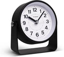 Analog Alarm Clock, Silent Non-Ticking Quartz Movement, Battery-Operated with Snooze & On-Demand Light, Easy to Set Gentle Wake Bedside Desk Clock, Ideal for Home, Travel, Office (Black) by CozyNest Decor