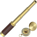 Pirate Spyglass Telescope Pocket Compass Kids Toys Set for Pirate Party, Retro Pirate Telescope Zoomable 25x30 Spyglass with Pirate Pocket Compass for Pirate Party Supplies by TinyTreasures Baby Boutique