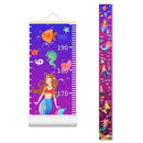 Ocean Mermaid Growth Chart for Kids Baby Height Chart Ruler Removable Canvas Wooden Frame Hanging Wall Rulers Measurement Charts for Toddler Room Nursery Decor - 79"X7.9" with Beige Wood by TinyTreasures Baby Boutique