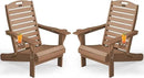 Adirondack Chairs Set of 2, Outdoor Fire Pit Chairs, HDPE All-Weather Adirondack Chairs with Cup Holder, Lawn Chair for Deck, Patio, Garden (Teak) by GreenHaven Gardens