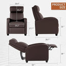 BestMassage | Recliner Chair | with 2 Point Massage Function | Leather Dark Brown | with Lumbar Support, Adjustable Push Back, Footrest & Padded Seat | Easy Assembly | for Living Room, Home Theatre by CozyNest Decor