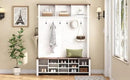 Ball & Cast 4-in-1 Hall Tree with 6 Hooks,Walnut Entryway Bench with Adjustable Shelves,Rustic Shoe Organizer with 16 Open Compartments,for Mudroom,Living Room,Hallway,White by CozyNest Decor