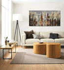 Wall Decorations Framed Large Cityscape New York Wall Decor Canvas Prints Abstract Brown City Theme Paintings Modern Canvas Wall Art for Living Room Bedroom Big Size 29x58 by CozyNest Decor