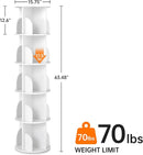 Rotating Bookshelf 5 Tier, 360 Degree Spinning Corner Bookcase with Lazy Susan, White Space Saving Tower Organizer for Small Spaces, Bedroom, Living Room, Adults by TinyTreasures Baby Boutique