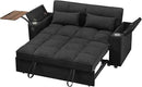 65'' 3-in-1 Folding Convertible Sofa Bed, Pullout Sofa, Modern Chenille Fabric, 360° Swivel Side Table, Easy Assembly, Perfect for Living Room, Black by CozyNest Decor