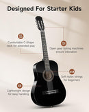 Moukey 38" Acoustic Guitar for Beginners Kids Youth Adult Dreadnought Guitarra Acustica Kit with Chord Poster, Gig Bag, Tuner, Picks, Nylon Strings, Capo, Strap - Black by TinyTreasures Baby Boutique