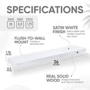 Homeforia White Floating Shelves 36 inch, High End Solid Real Wood 36inch Floating Shelf for Wall Mounted, White Wooden 36in Long Floating Shelves, Heavy Duty Bracket, 36 X 6.5 X 1.75 inches, Set of 2 by CozyNest Decor