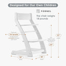 FORNEL Modern White Wooden High Chair | The Forever Chair That Grows from Toddler to Adult (200 lb) | Sleek, Easy-to-Clean Scandinavian Design by TinyTreasures Baby Boutique