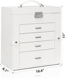 AKOZLIN 5-Tier Jewelry Box Lockable Leather Jewelry Storage Case with 4 Drawers for Women Girls Ring Necklace Earring Bracelet Watches Holder Organizer with Mirror by TinyTreasures Baby Boutique