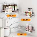 SUS304 Stainless steel Wall Mount Spice Rack Storage Basket - Seasoning Container, Kitchen Spice Organizer -Kitchen Seasoning Hanging Rack - Bathroom Shelf (Silver) by CozyNest Decor