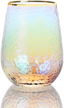 Festive Lustered Iridescent Stemless Wine - Set of 4