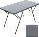 EVER ADVANCED Large Camping Table for 4-6 Person, Portable Folding Aluminum Table with Carrying Handle, Suitable for BBQ, Picnic, Camping and Indoor Use, Support up to 130LBS, Gray by GreenHaven Gardens