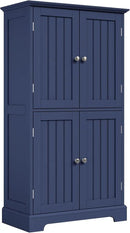 ChooChoo Bathroom Floor Cabinet, Modern Bathroom Storage Cabinet with 4 Doors and Adjustable Shelves, Freestanding Cupboard for Living Room, Navy Blue by CozyNest Decor