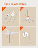 Clothes Drying Rack Foldable, 59 inch Tripod Laundry Drying Rack Indoor with Rotating Clothes Rail for 27 Pieces of Clothes, Space Saving, Stainless Steel, White and Silver CDR001W01 by TinyTreasures Baby Boutique