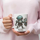 Custom Retro Robot Design Cup, Personalized Steampunk Robot Lover Ceramic Mug 11oz, Customized Coffee Cup With Name, Unique Mug Gift For Steampunk Enthusiast, Robot Cup On Birthday by CozyNest Decor