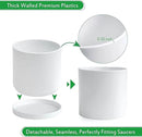 D'vine Dev 2 Pack 12 Inch Modern Plastic Plant Pots, Small Garden Planters for Plant with Drainage Holes and Saucers, White Color, 74-Z-P-1 by GreenHaven Gardens