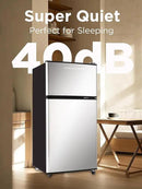 Compact Refrigerator with Freezer, 3.5 cu ft Countertop Mini Fridge with Adjustable Mechanical Thermostat, Retro Compact Fridge for Office, Bedroom, Dorm or Cabin, Silver by CozyNest Decor