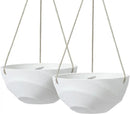 La Jolie Maison 10 Inch Hanging Planters for Indoor Plants, Outdoor Garden Planter Pots with Self-Watering Tray, Eggshell White, Set of 2 by GreenHaven Gardens
