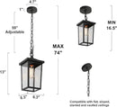 LOG BARN Outdoor Pendant Light Fixture, Farmhouse Exterior Lights, Anti-Rust Ceiling Outdoor Light with Clear Glass, Lantern Hanging Light for Front Door, Entry, Porch, and Gazebo by CozyNest Decor