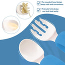 Baby Self Feeding Training Spoon and Fork Set with Travel Case, BPA-Free Cute Circle Toddler Training Utensils, Silicone/ABS Great Tableware Set Spoons Fork for Kids (Blue) by TinyTreasures Baby Boutique