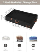 StorageWorks Large Under Bed Storage Containers with Handles and Label Holder, 2 Pack Ultra-thick Fabric Underbed Bins, Closet Organizer for Clothes, Blankets, Sweater by CozyNest Decor
