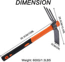 3 Sprongs Dual Head Rake Hoe with Heavy Duty Forged Adze and Ergonomic Non-Slip Handle for Loosening Soil, Gardening, Camping Outdoor 39mm/15-Inch by GreenHaven Gardens