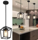 1 Pack Black Pendant Light Fixture Farmhouse Iron Cage Metal Pendant Light Lantern Hanging Light Fixtures with Clear Glass Shade for Kitchen Island, Dining Room, Hallway,Entryway1 by CozyNest Decor