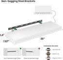 Floating Wood Shelves for Wall 36 Inches x 8”x 1.4” Shelf Floating Home Decor, Heavy Duty Shelf Hold 80 lbs, Wall Shelves for Bathroom Living Room Kitchen Bedroom Office - Set of 2 White by CozyNest Decor