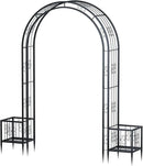 88in Steel Garden Arch Arbor Trellis with Planter Boxes for Climbing Plants Outdoor, Yard, Wide Sturdy Durable Garden Arch for Lawn,Outdoor Wedding Arch(Black) by GreenHaven Gardens