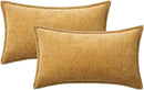 MIULEE Pack of 2 Couch Throw Pillow Covers 12x20 Inch Gold Farmhouse Decorative Pillow Covers with Stitched Edge Soft Chenille Solid Dyed Fall Pillow Covers for Sofa Bed Living Room by CozyNest Decor
