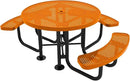 Heavy-Duty Portable ADA-Compliant Outdoor Picnic Table with Umbrella Hole, Punched Steel Patio Dining Furniture Made in America (46" Round Top, Textured Orange) by CozyNest Decor