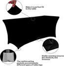 IVAPUPU 2 Pack 8FT Table Cloth for Rectangular Fitted Events Stretch Black Table Covers Washable Spandex Tablecloth Protector for Party, Wedding, Cocktail, Banquet, Festival by CozyNest Decor