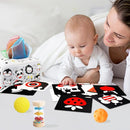 Montessori Toys for Babies 0-6 Months,7 in 1 Newborn Toys Baby Gifts Set Early Learning Toys with Black & White Baby Flashcards,Tummy Time Mirror,Baby Rattle,Sensory Balls,Tissue Box Toys,Rain Stick by TinyTreasures Baby Boutique
