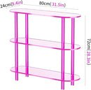 Clear Bookshelf, Acrylic Bookcase with Open Book Shelf Console Table for Entryway Office (3 Tier Pink) by CozyNest Decor