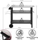 Grill Cart Table with Three Shelf, Movable Outdoor Dining Cart Pizza Oven Stand with Three Hooks, Kitchen Cart Island Multifunction Food Prep Table (Sliver) by CozyNest Decor