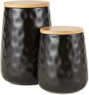 DII Kitchen Accessories Collection, Textured Matte Ceramic Canister Set, Black Dimple, 2 Piece by CozyNest Decor