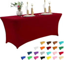 IVAPUPU 6FT Table Cloth for Rectangular Fitted Events Stretch Burgundy Table Covers Washable Cover Spandex Tablecloth Protector for Party, Wedding, Cocktail, Banquet, Festival by CozyNest Decor