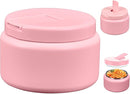 13.5oz Kids Thermos for Hot Food, Insulated Vacuum Food Jar with Buckle Lid, Stainless Steel Wide Mouth Leak Proof Insulated Lunch Container for School Picnic Travel,Pink by TinyTreasures Baby Boutique