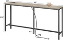 SUPERJARE Console Table with Outlet, 63 Inch Sofa Table with Charging Station, Narrow Hallway Entryway Table, Behind Couch Table, for Living Room, Oak by CozyNest Decor