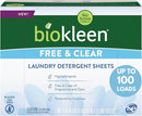 Biokleen Laundry Detergent Sheets - Dye & Fragrance Free, Hypoallergenic, Enzymatic Cleaner, Stain Remover, Bio Active Formula, No Plastic Jug, Unscented, 100 Loads by TinyTreasures Baby Boutique