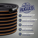 Rugged Rhino Heavy Duty Flexible Light Weight Garden Hose, 25ft x 5/8in, 4 Layer Leakproof Outdoor Gardening Tools, Watering Supplies, Powerful Water Pressure for Lawn, Flowers, Black Orange by GreenHaven Gardens