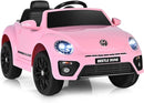 Costzon Ride on Car, 12V Licensed Volkswagen Beetle Battery Powered Vehicle w/Remote Control, Spring Suspension, Lights, USB, Horn, Music, 4 Wheeler for Boy Girl Gift, Electric Car for Kids, Pink by TinyTreasures Baby Boutique