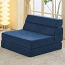 jela Foldable Sofa Bed Soft Foam Convertible Sleeper Chair Luxury Miss Fabric Fold Out Chair Bed Floor Couch with Back Support Floor Sofa for Living Room Bedroom (83"x33",Navy) by CozyNest Decor