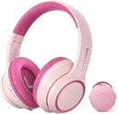 Active Noise Cancelling Headphones for Kids, 60H Playtime, Wireless Bluetooth Over-Ear Blue Headset Built-in Microphone for Home/School/Travel/Party - Includes Portable Case (Pink) by TinyTreasures Baby Boutique