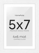 Homeforia White Picture Frames 5x7, High End Oak 5x7 Wooden Frame with Mat 4x6 Art, 5 x 7 White Wood Frames Matted to 4 x 6 inch Photo, 7by5 Wall or Tabletop Frame, Tempered Glass, Wall Kit, Set of 1 by CozyNest Decor