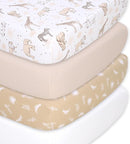 The Peanutshell 4-Pack Organic Fitted Crib Sheet Set - Soft & Breathable Baby Girl or Boy Crib Sheets, 100% Jersey Cotton Nursery Decor, Fit for Standard Mattress Cover- Caramel Safari by TinyTreasures Baby Boutique