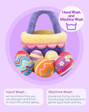 8 Piece Plush Stuffed Playset Toys with 7 Eggs, 1 Furry Bag, Soft Basket Set Sensory Toys for Girls Kids Ages 3+, Birthday Christmas Valentines Easter Party Favors Gifts by TinyTreasures Baby Boutique